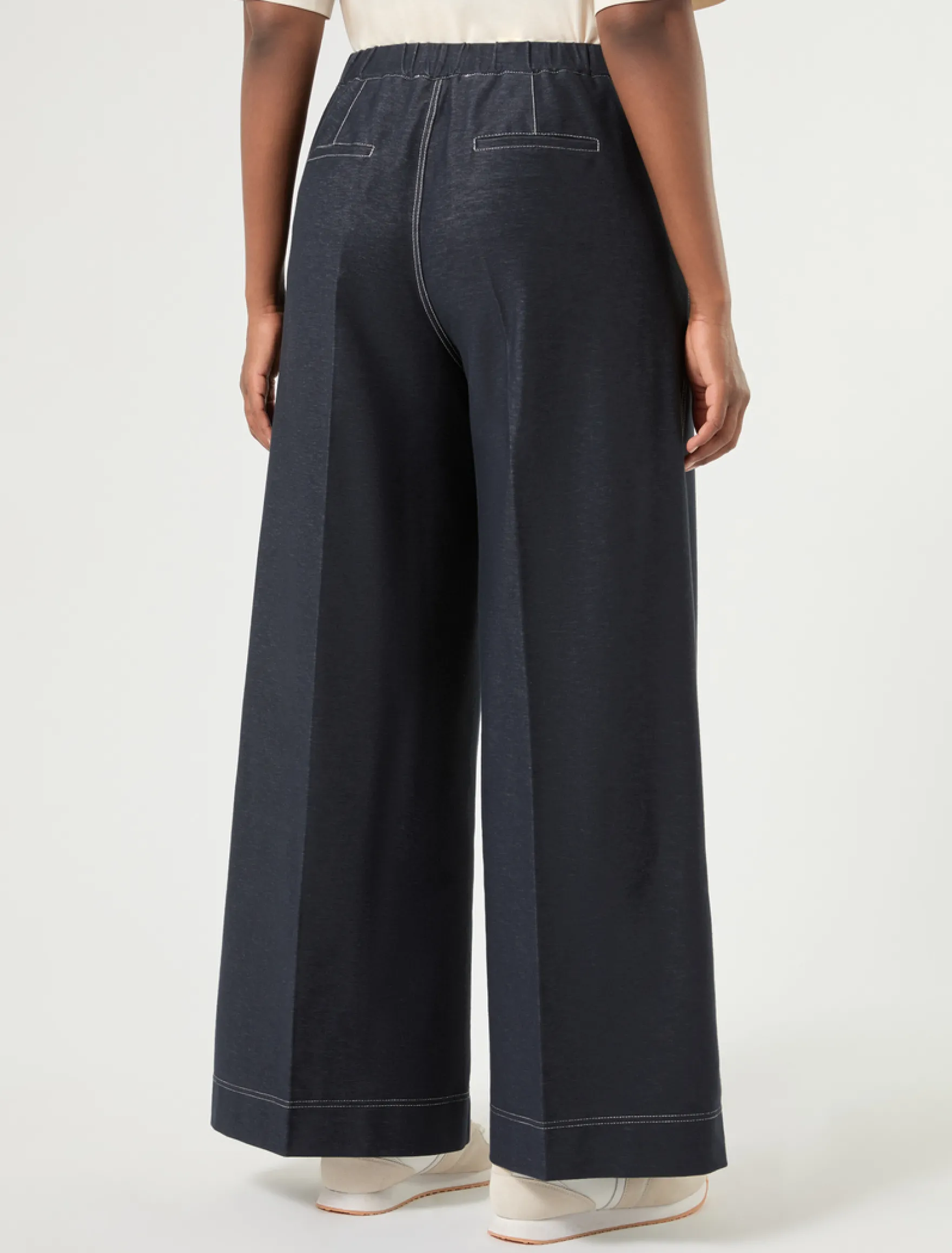 Pantaloni in jersey effetto denim - BLU NOTTE