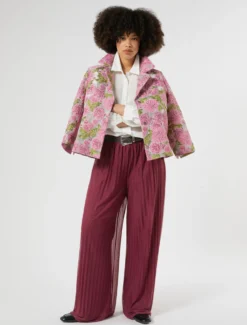 Pantaloni in jersey plissé - ROSA SCURO