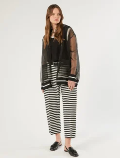 Pantaloni in jersey rigato - BIANCO NERO