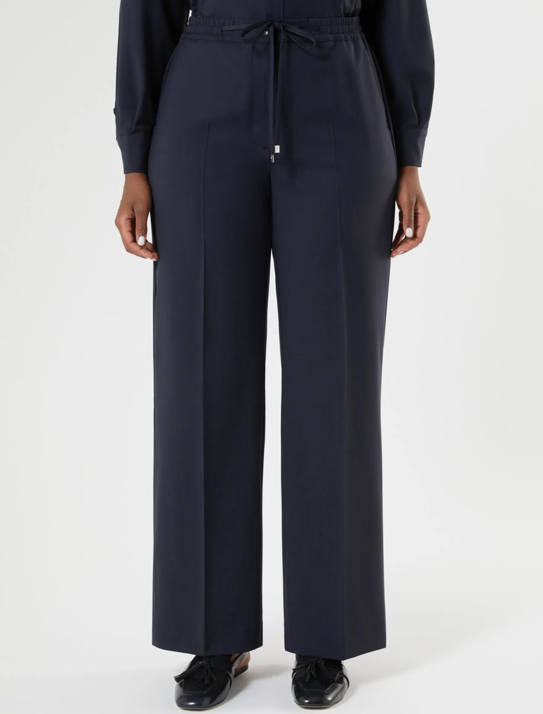 Pantaloni in lana natural stretch - BLU NOTTE