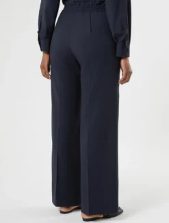 Pantaloni in lana natural stretch - BLU NOTTE