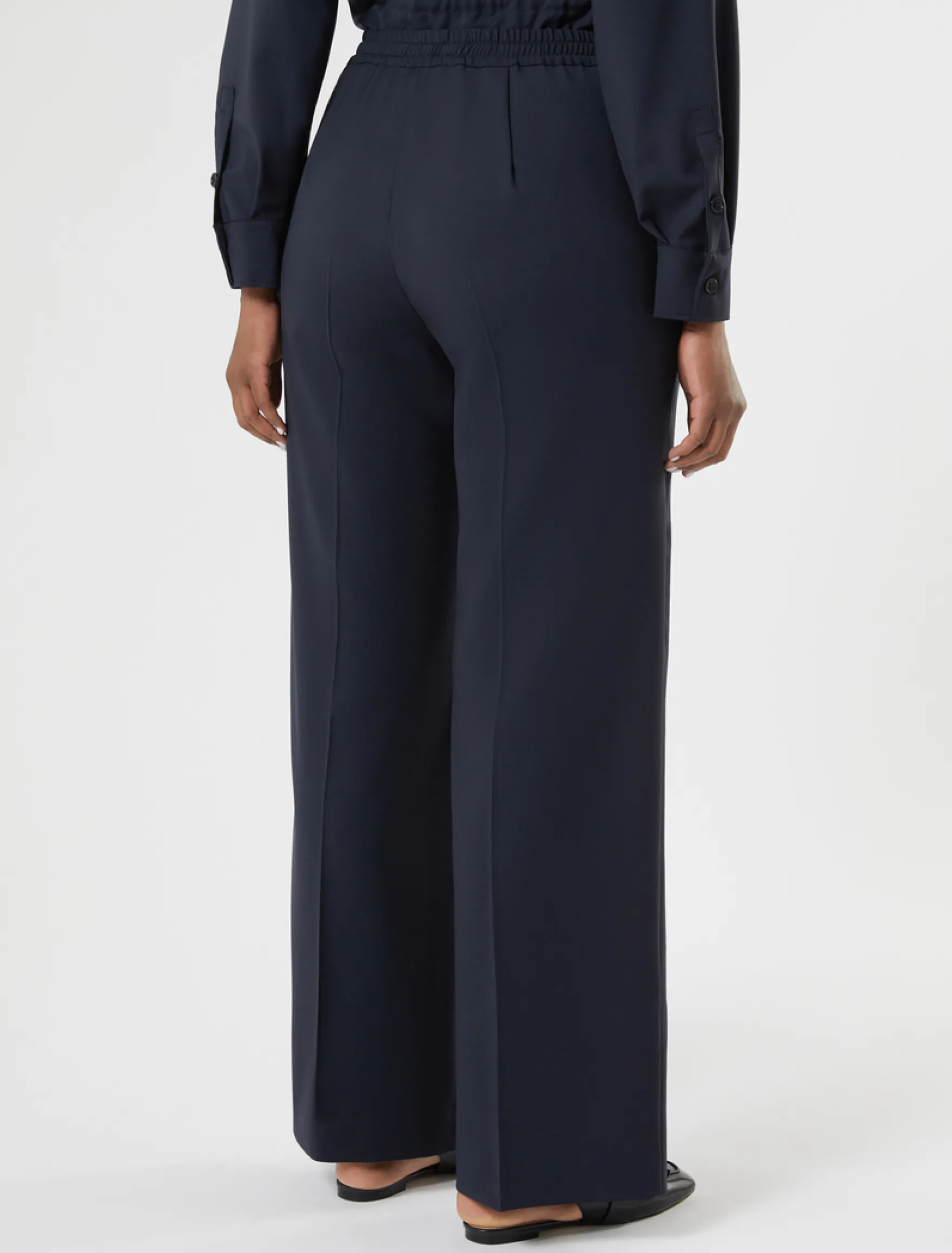 Pantaloni in lana natural stretch - BLU NOTTE