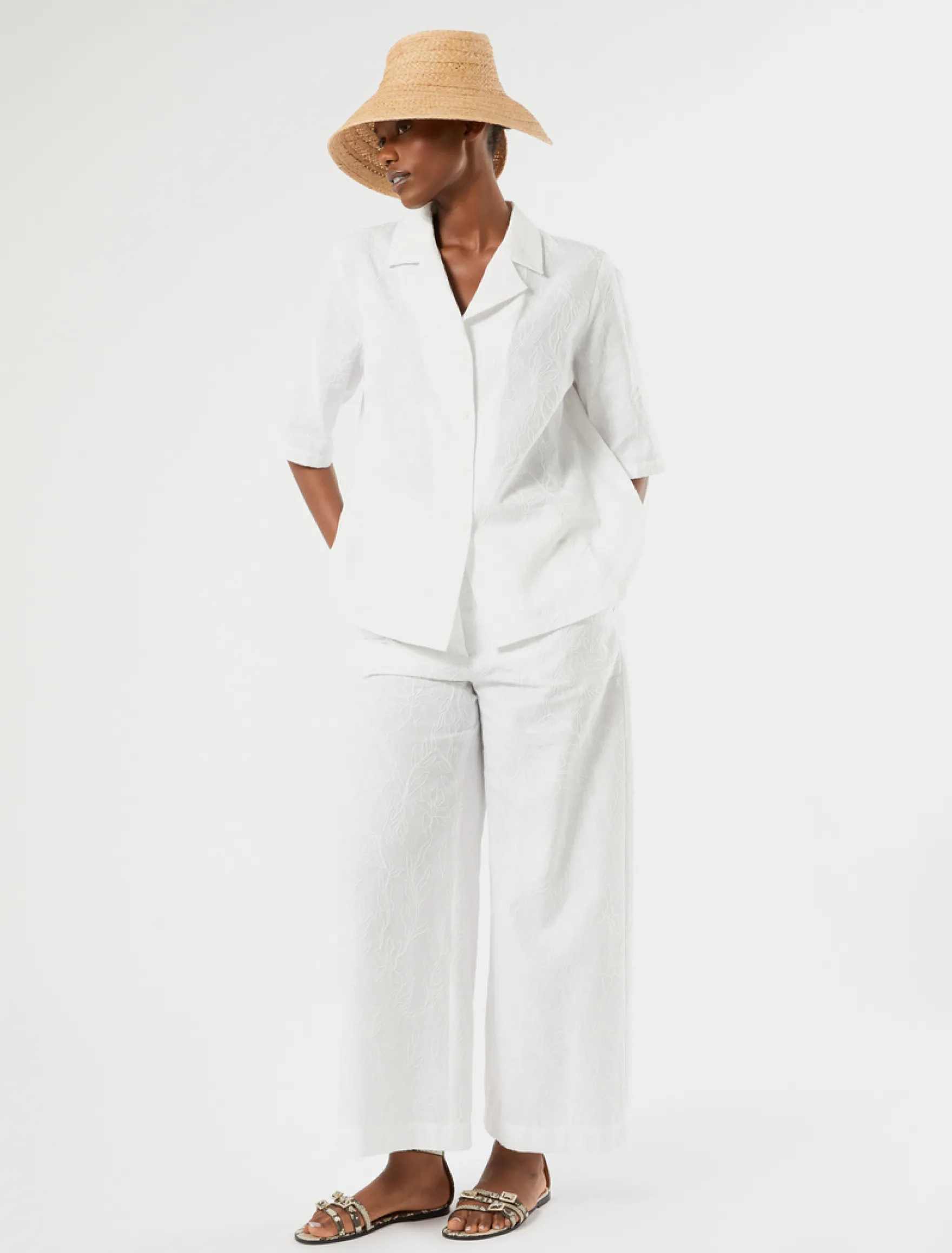 Pantaloni in lino e cotone - BIANCO OTTICO