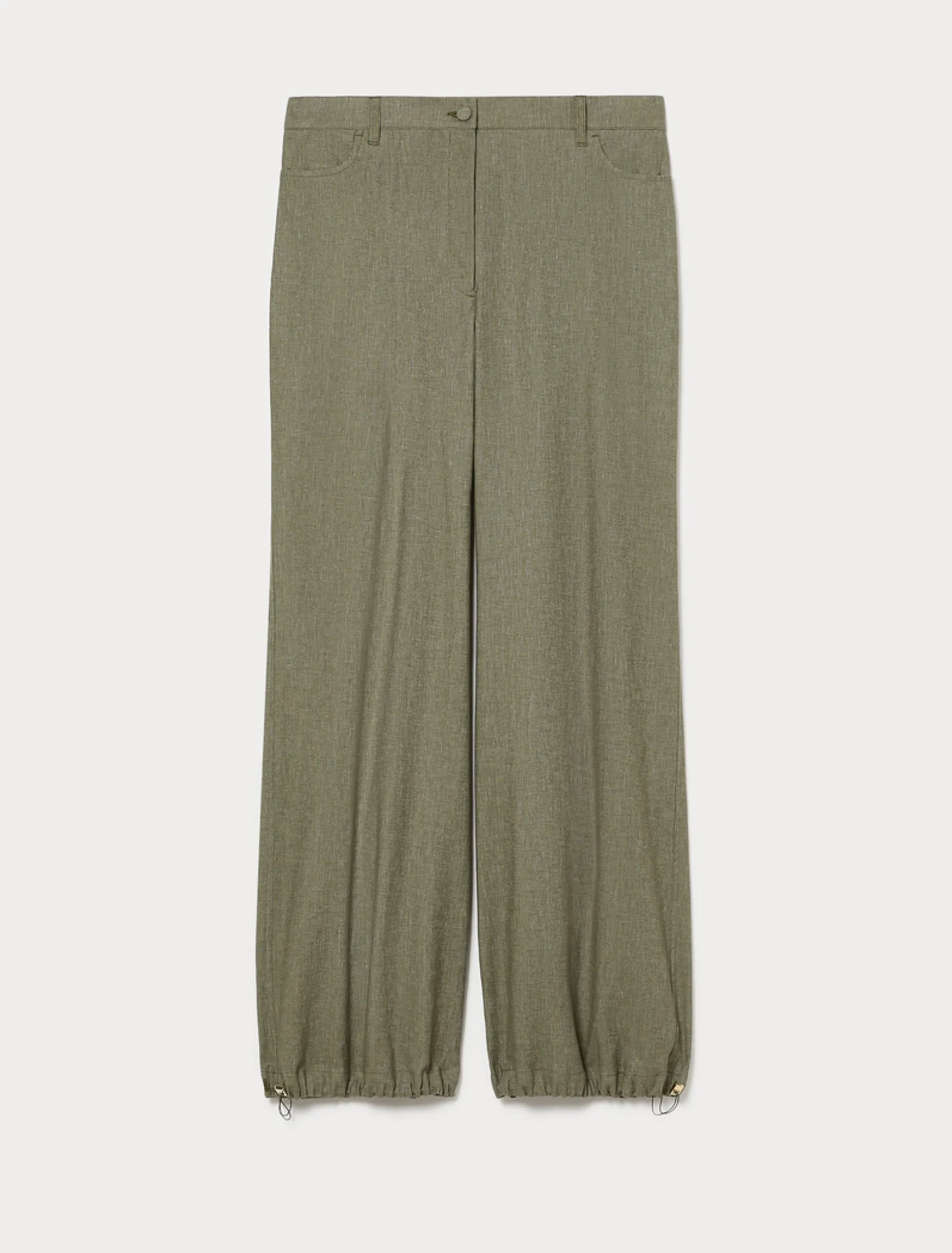 Pantaloni in lino e cotone - VERDE KAKI