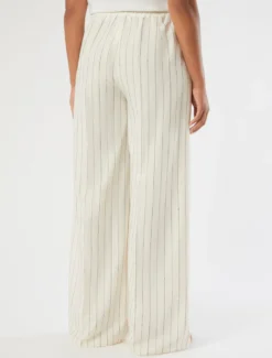 Pantaloni in lino gessato - BIANCO