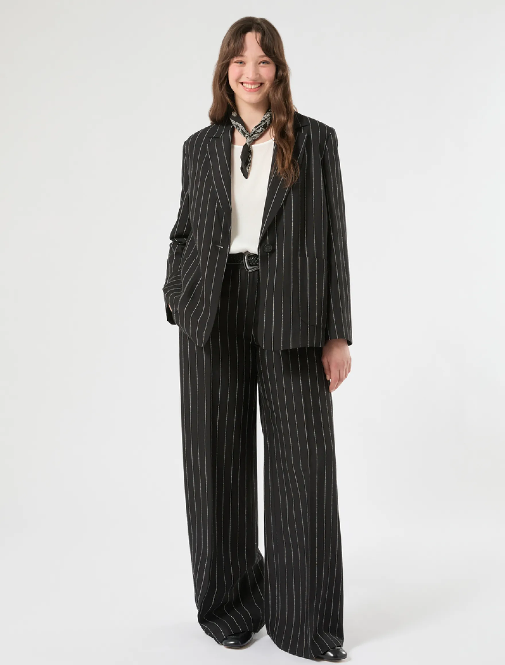 Pantaloni in lino gessato - NERO