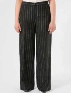 Pantaloni in lino gessato - NERO