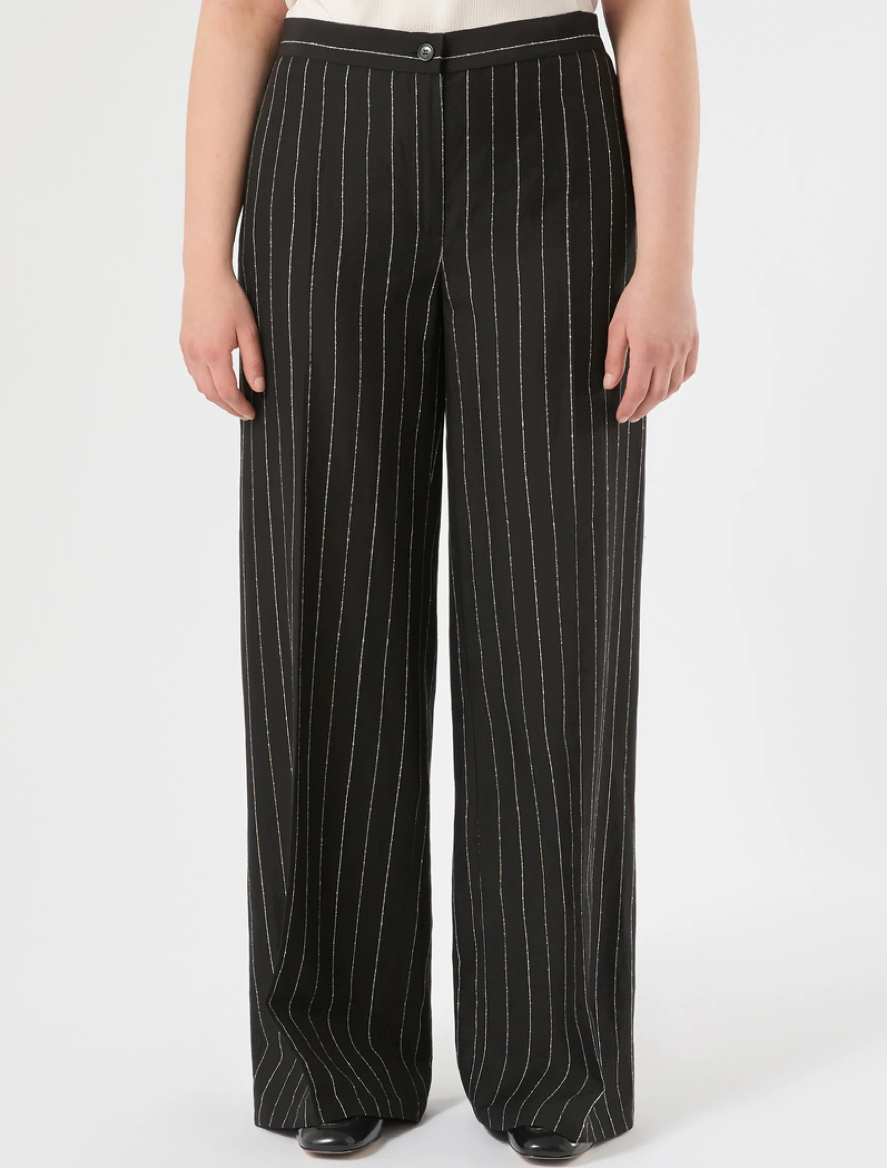 Pantaloni in lino gessato - NERO