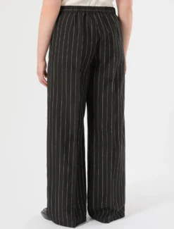 Pantaloni in lino gessato - NERO