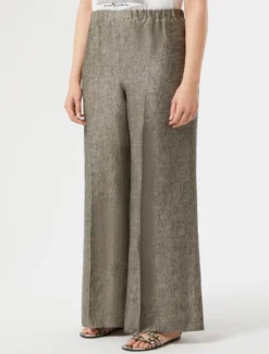 Pantaloni in lino tinto filo - NERO CARNE