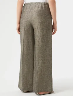 Pantaloni in lino tinto filo - NERO CARNE