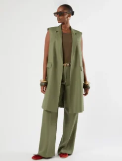 Pantaloni in lino - VERDE OLIVA