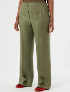 Pantaloni in lino - VERDE OLIVA