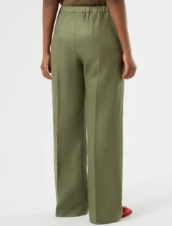 Pantaloni in lino - VERDE OLIVA