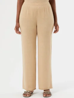 Pantaloni in maglia di lino - CAMMELLO