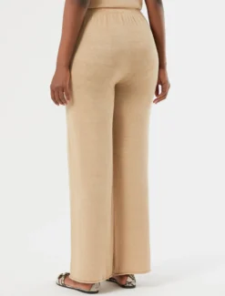 Pantaloni in maglia di lino - CAMMELLO