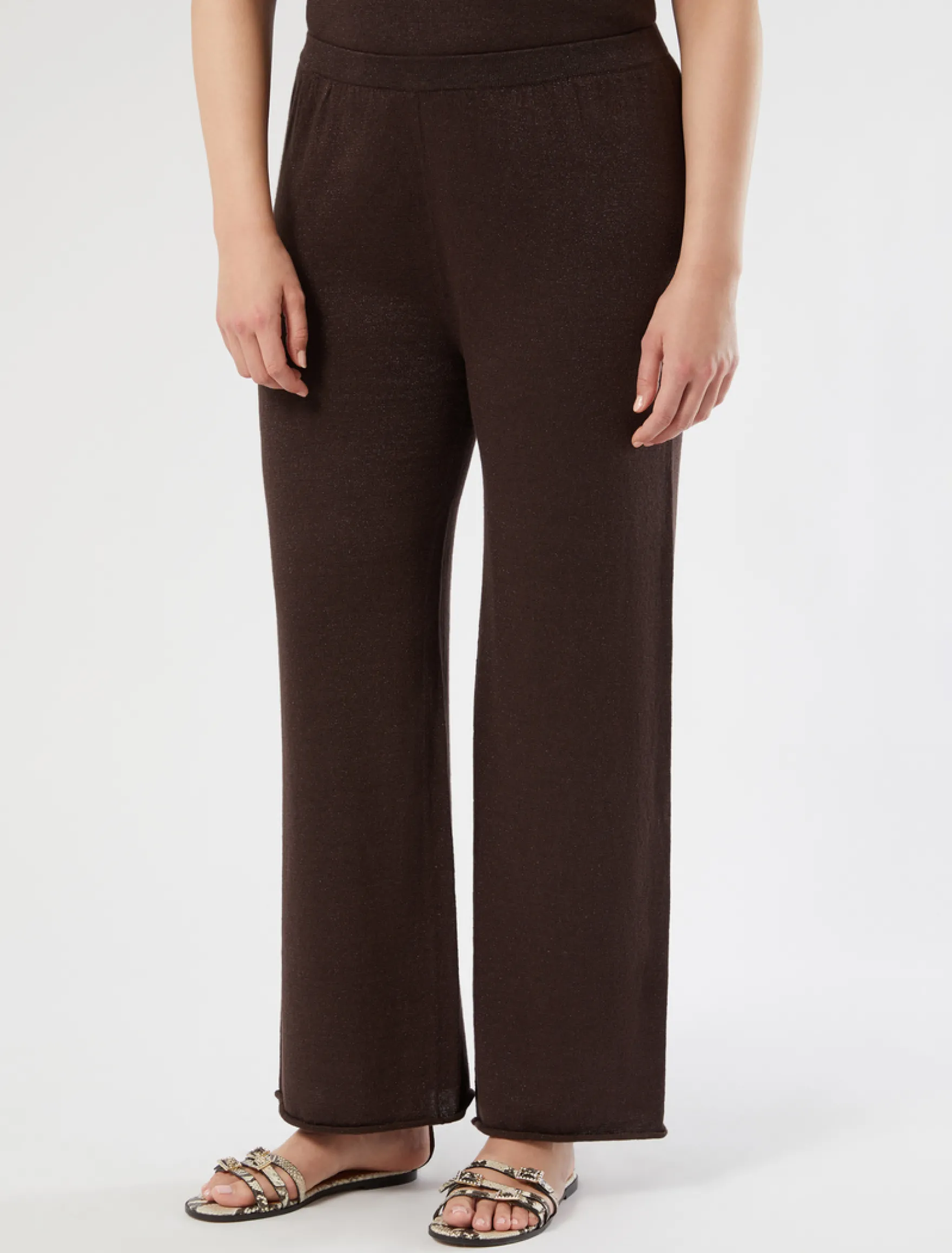 Pantaloni in maglia di lino - MARRONE