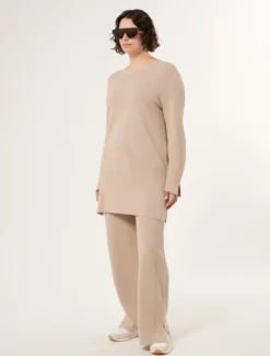 Pantaloni in maglia di viscosa - BEIGE