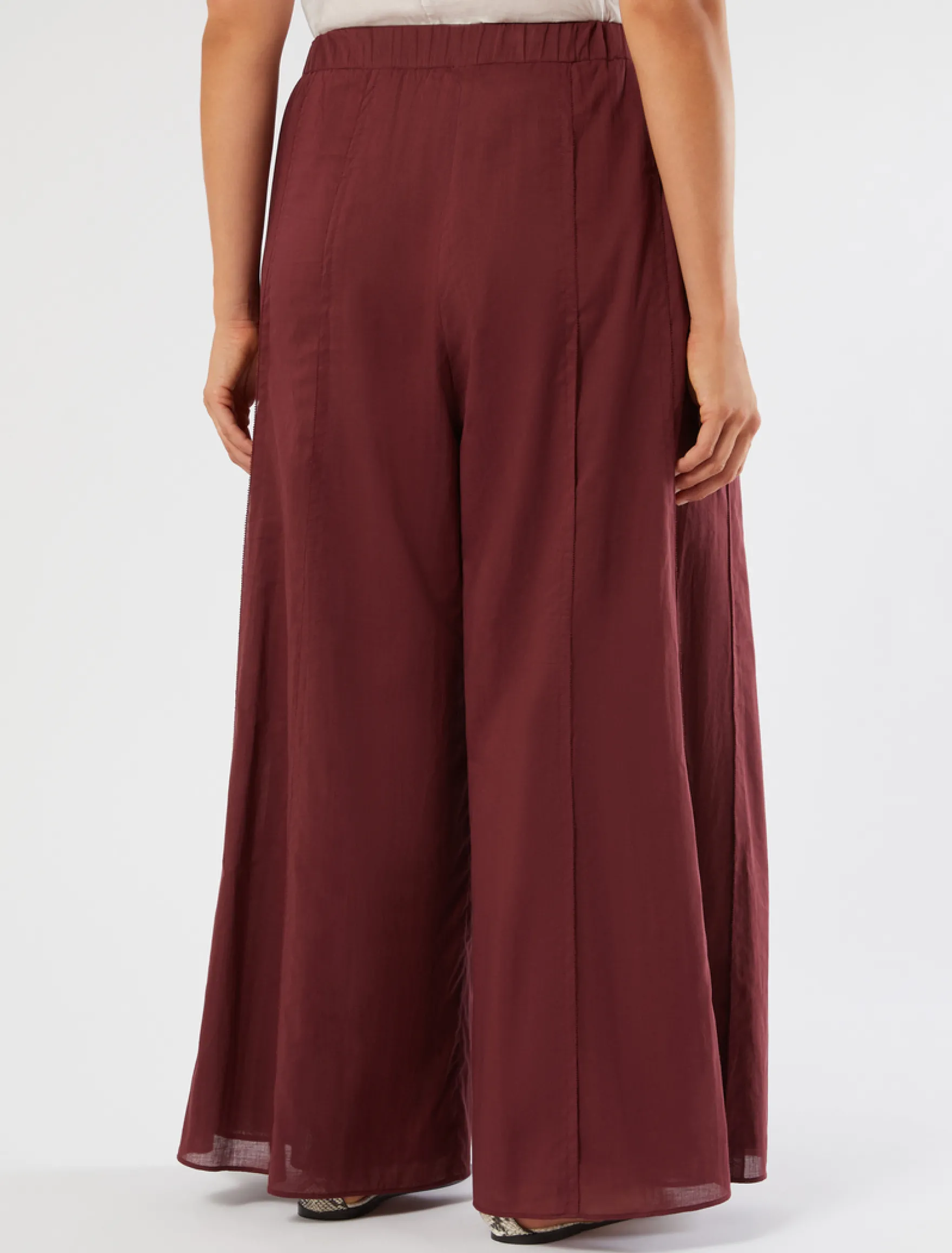 Pantaloni in mussola di cotone - BORDEAUX