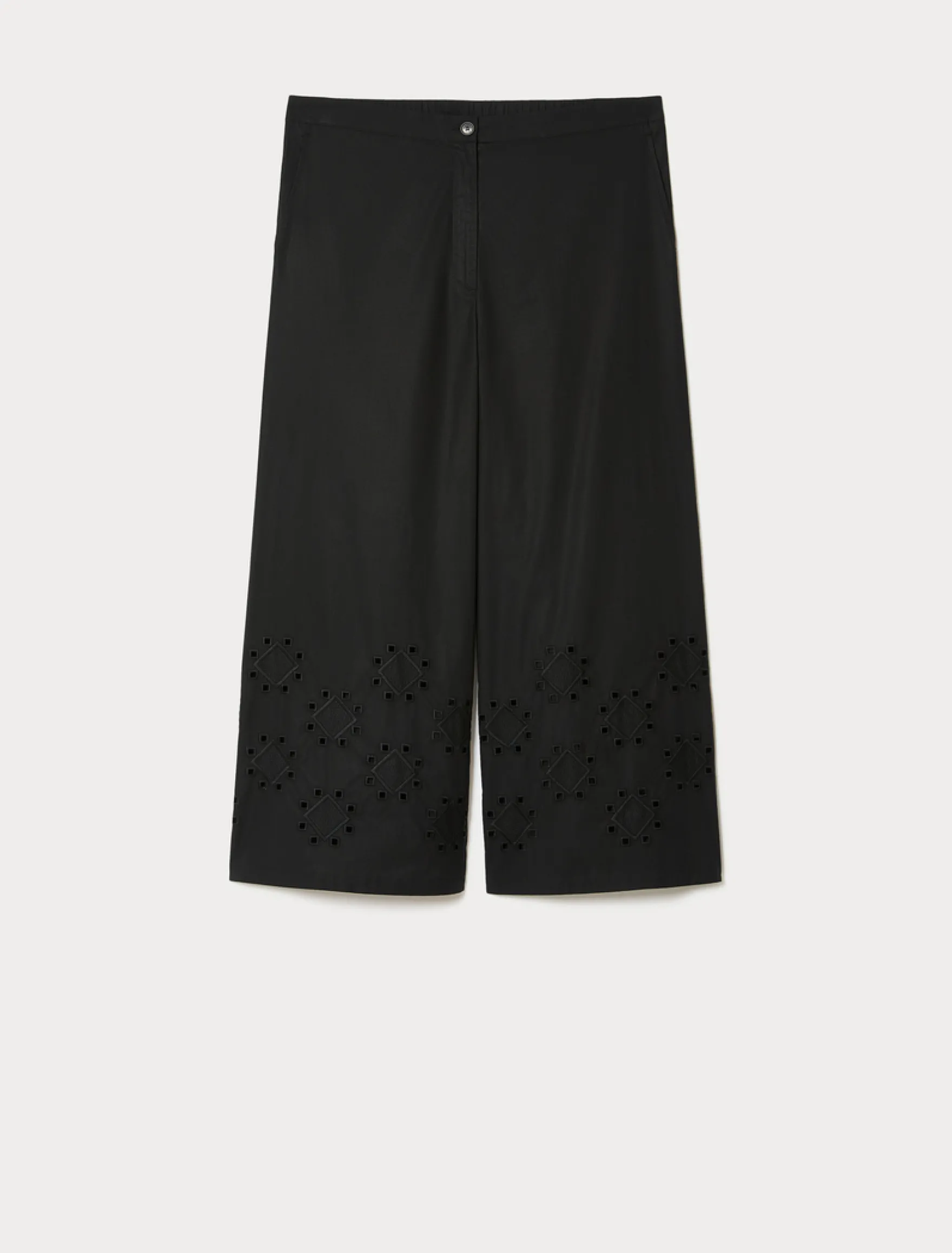 Pantaloni in popeline con ricamo - NERO
