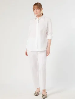 Pantaloni in popeline di cotone - BIANCO OTTICO