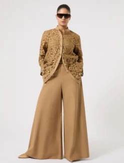 Pantaloni in popeline di cotone - CAMMELLO
