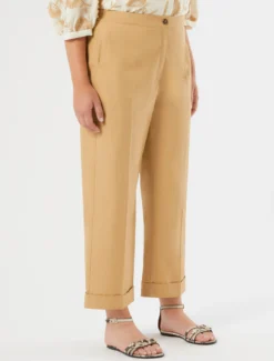Pantaloni in popeline di cotone - CAMMELLO