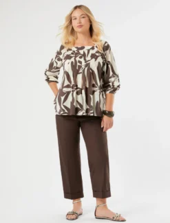 Pantaloni in popeline di cotone - MARRONE