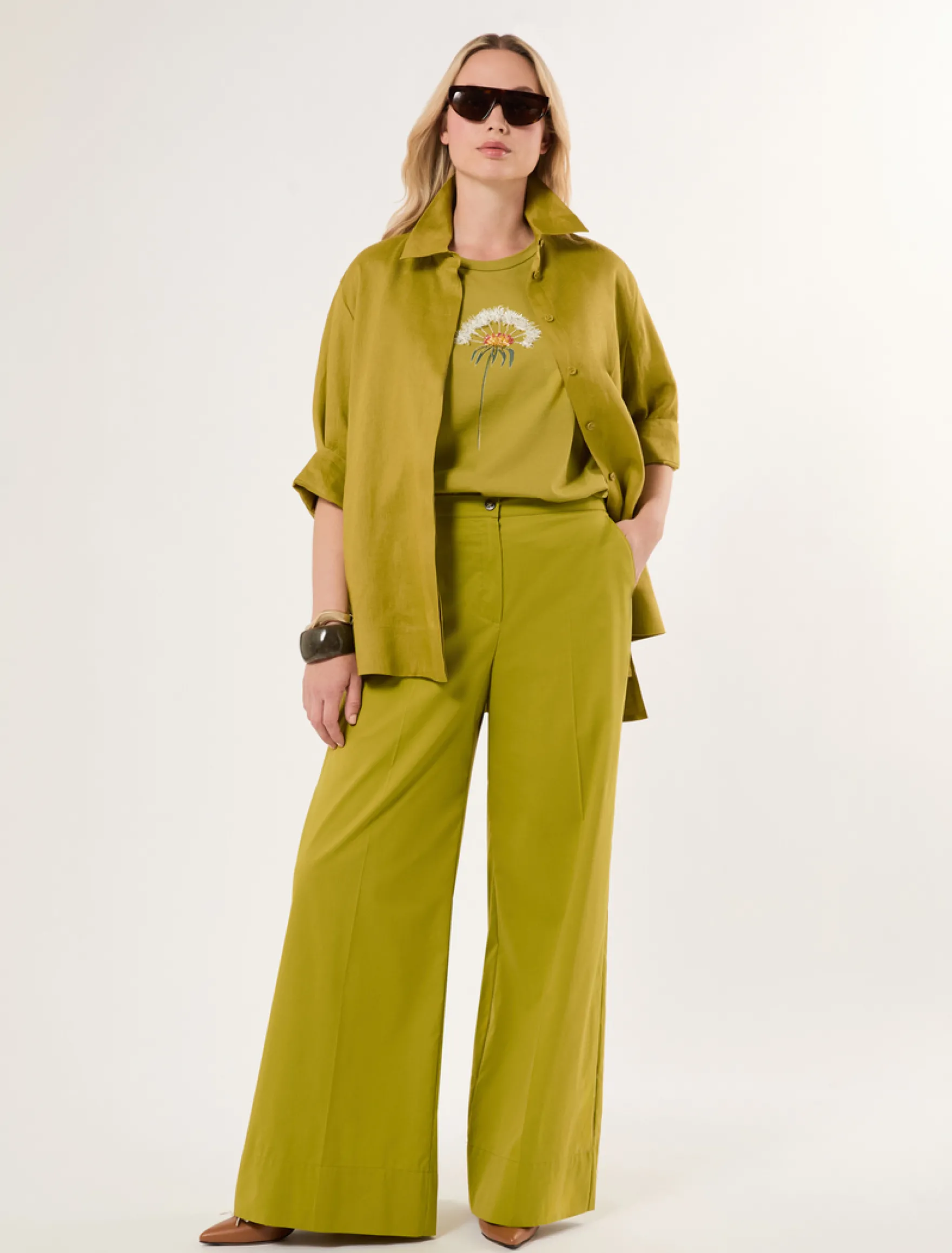 Pantaloni in popeline - VERDE OLIVA