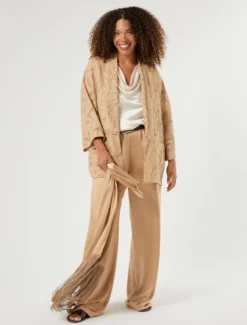 Pantaloni in raso - BEIGE