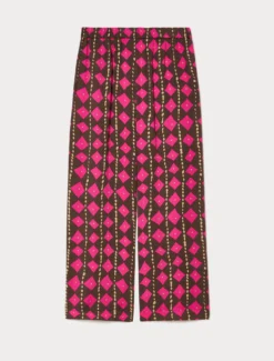 Pantaloni in raso di viscosa - CACAO