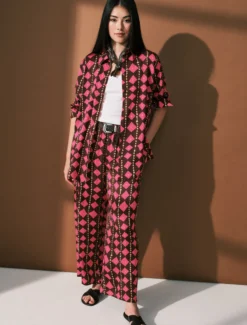 Pantaloni in raso di viscosa - CACAO