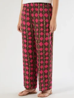 Pantaloni in raso di viscosa - CACAO
