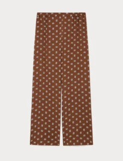 Pantaloni in raso di viscosa - MARRONE