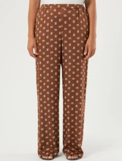 Pantaloni in raso di viscosa - MARRONE