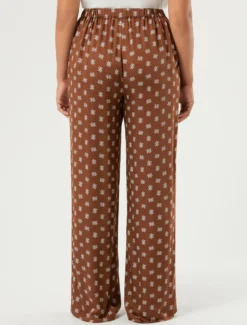 Pantaloni in raso di viscosa - MARRONE