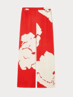 Pantaloni in raso di viscosa - ROSSO