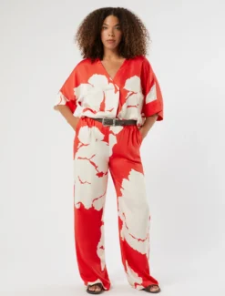 Pantaloni in raso di viscosa - ROSSO