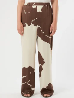 Pantaloni in raso di viscosa - SABBIA