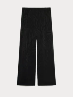 Pantaloni in satin jacquard - NERO