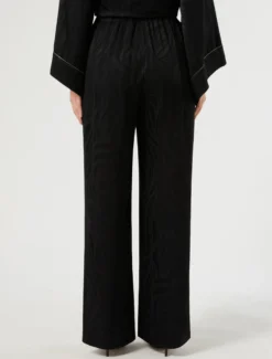 Pantaloni in satin jacquard - NERO