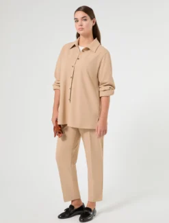Pantaloni in scuba crêpe stretch - CAMMELLO