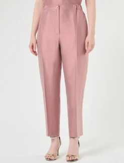 Pantaloni in shantung di pura seta - ROSA