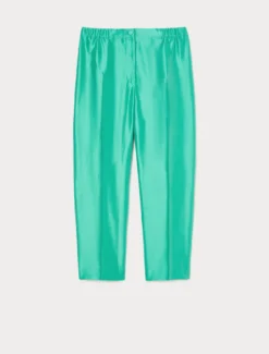 Pantaloni in shantung di pura seta - VERDE PASTELLO