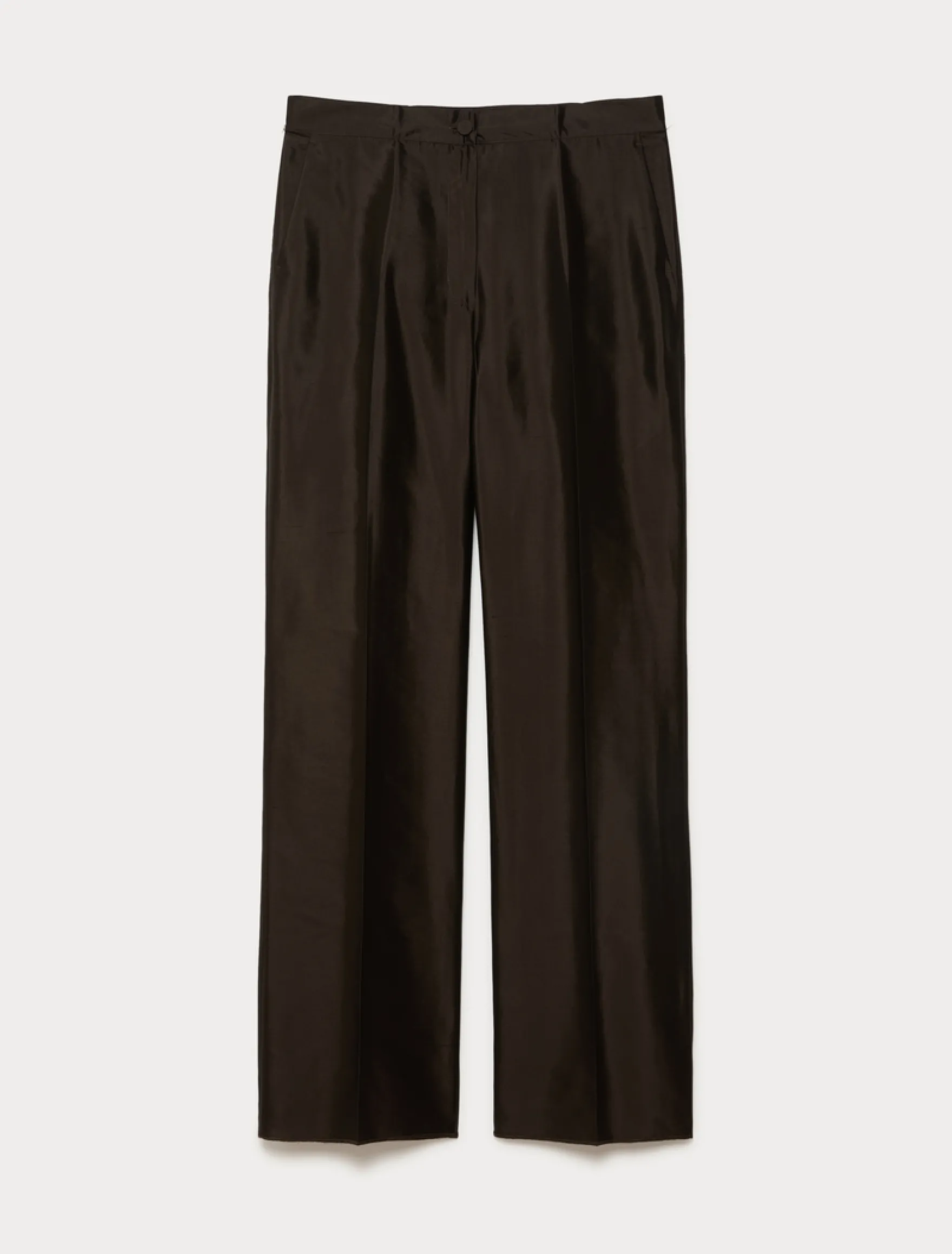 Pantaloni in shantung di seta - MARRONE SCURO