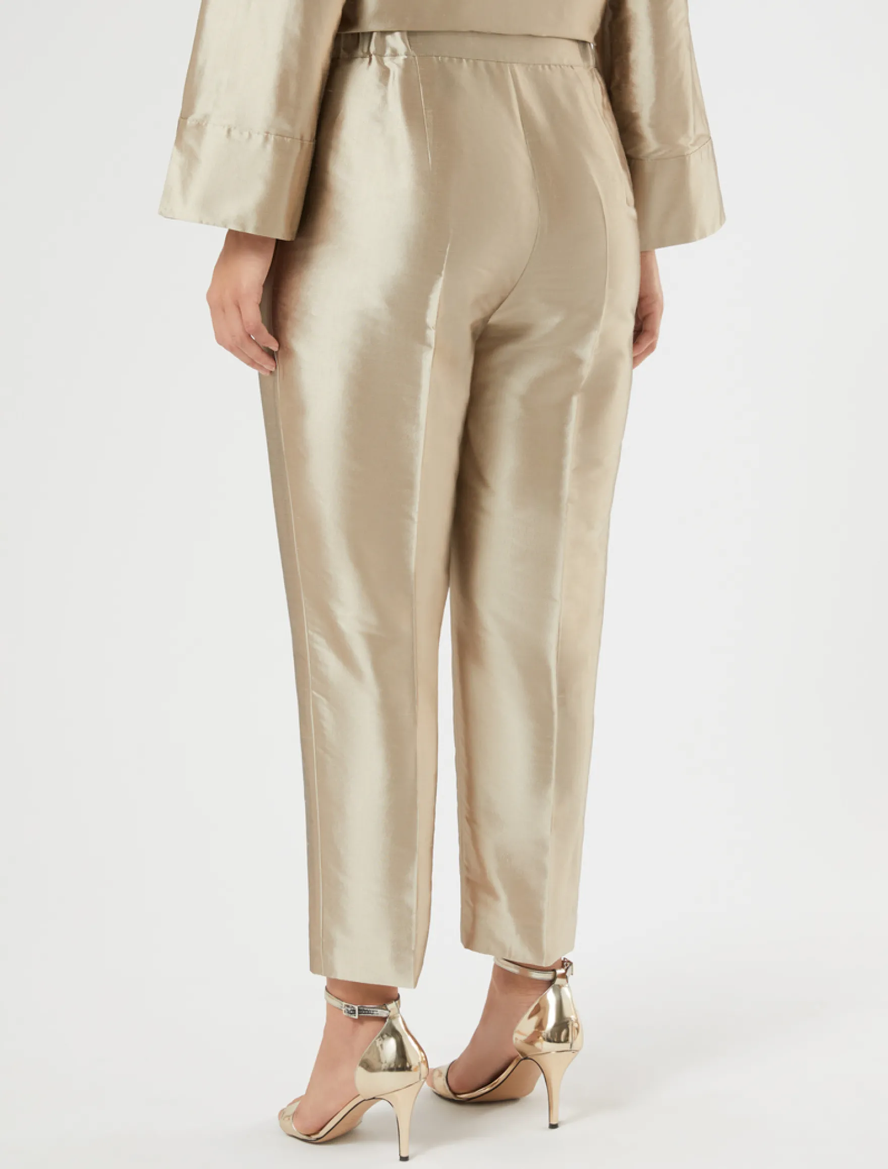 Pantaloni in shantung di seta - NOCCIOLA