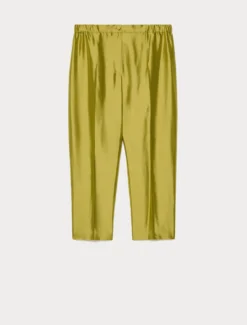 Pantaloni in shantung di seta - VERDE OLIVA