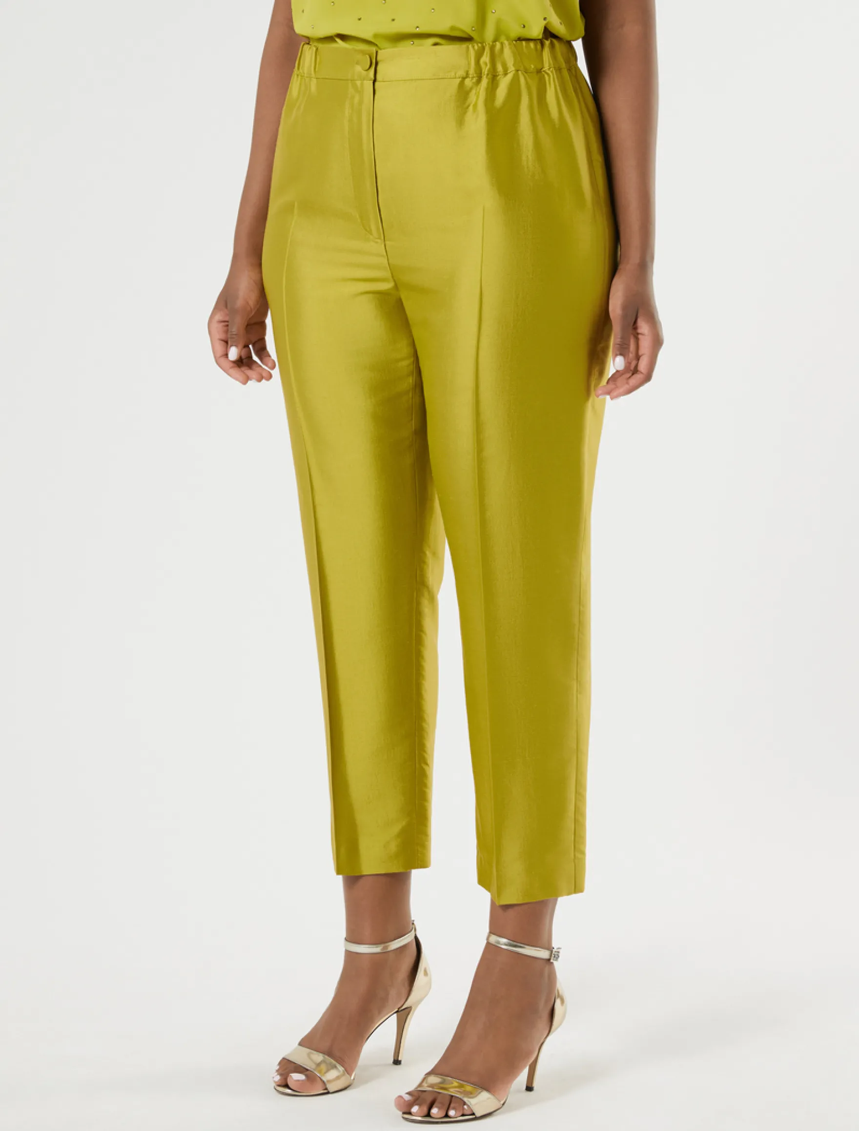 Pantaloni in shantung di seta - VERDE OLIVA