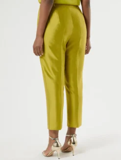 Pantaloni in shantung di seta - VERDE OLIVA