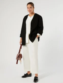 Pantaloni in tela di cotone - AVORIO